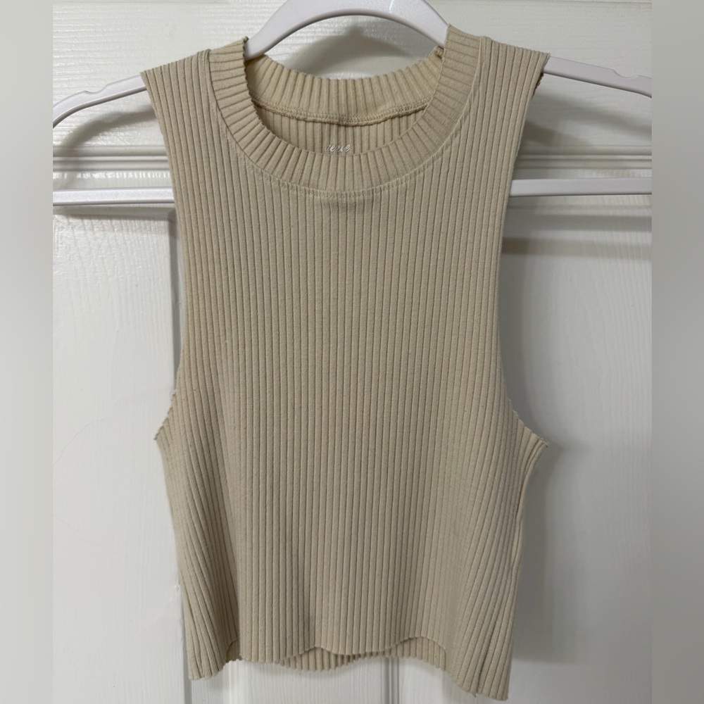 Aerie Ribbed Tank Top - Beige